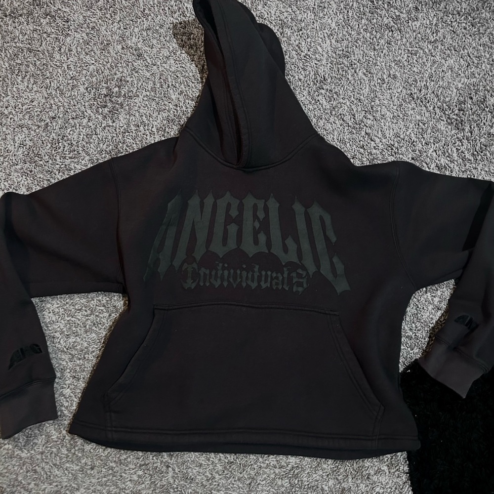 Angelica Black Hoodie with Unique Print
